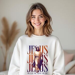 Jesus John 14:6 Sweatshirt  S M L XL white new religious inspirational Unisex